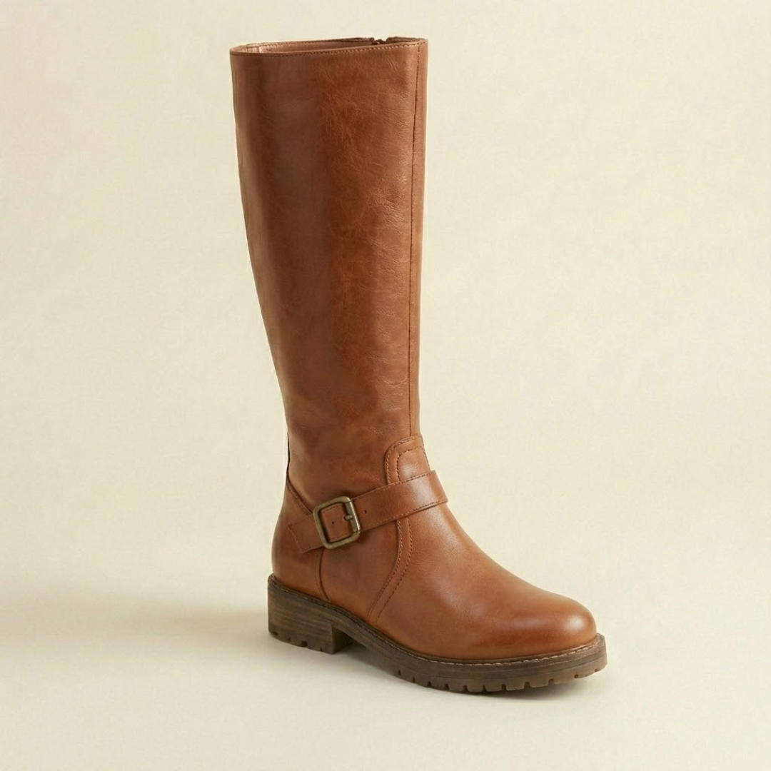 Estera - Schlanke Stiefel mit Doppelreißverschluss und eckiger Sohle