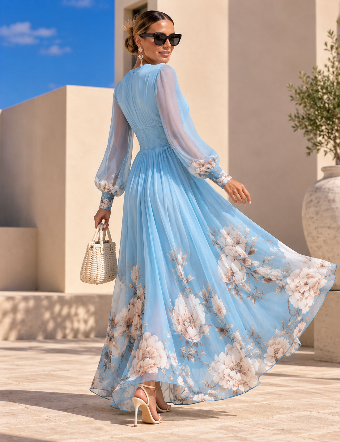 Pirelle - Florales Maxikleid mit betonter Taille