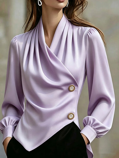 Χιμένα - Elegante Satinbluse mit Drapierung
