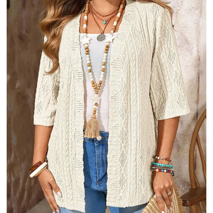 Delienne - Soft-Touch Pointelle Knit Cardigan