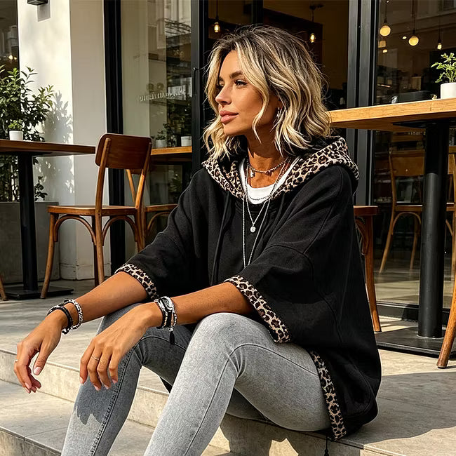 Aliz - Hoodie mit Leoparden-Detail