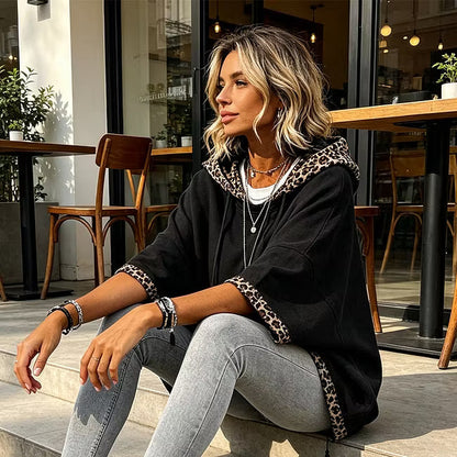 Aliz - Hoodie mit Leoparden-Detail