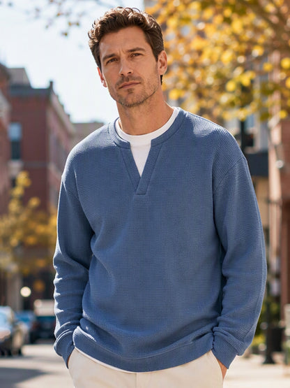 Oswald - Langarm-T-Shirt mit Waffelstruktur