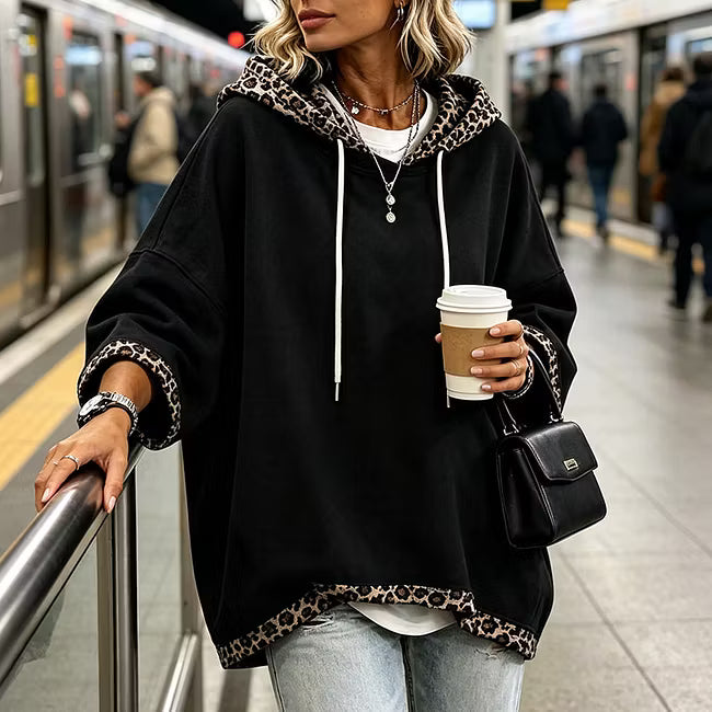 Aliz - Hoodie mit Leoparden-Detail
