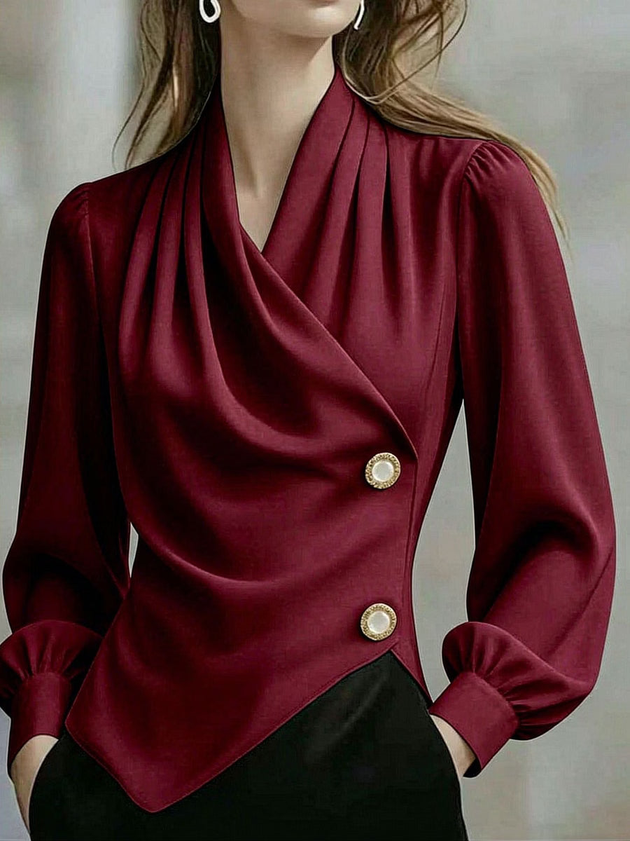 Χιμένα - Elegante Satinbluse mit Drapierung