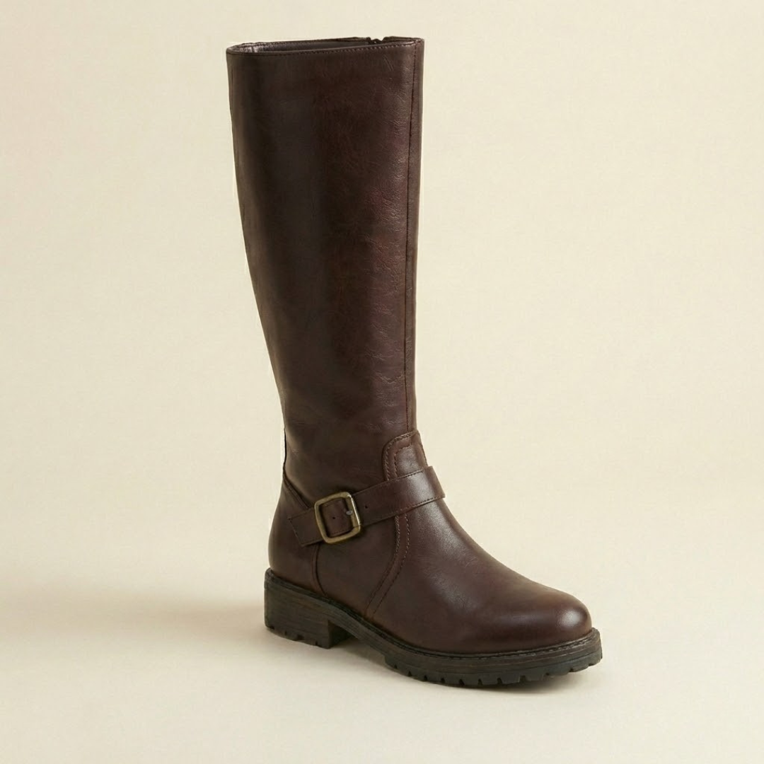 Estera - Schlanke Stiefel mit Doppelreißverschluss und eckiger Sohle