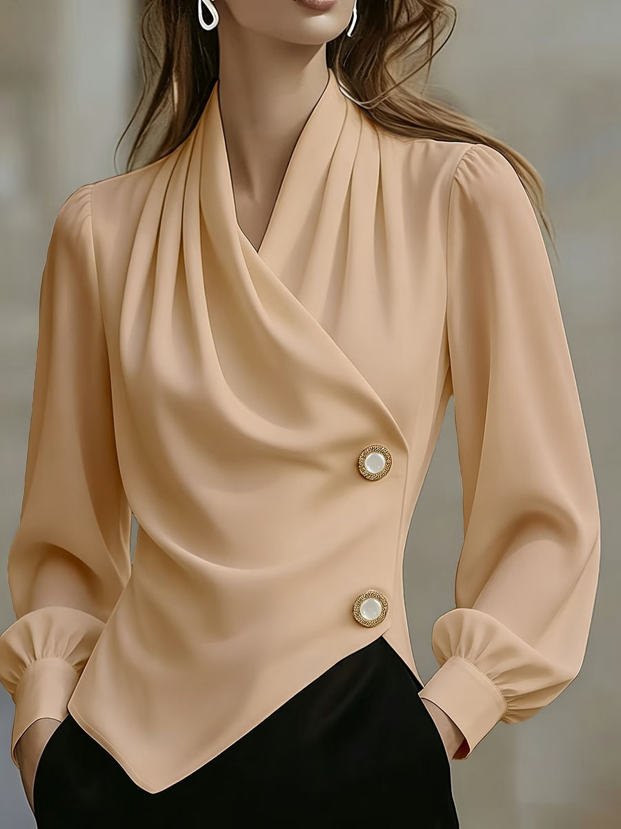 Χιμένα - Elegante Satinbluse mit Drapierung