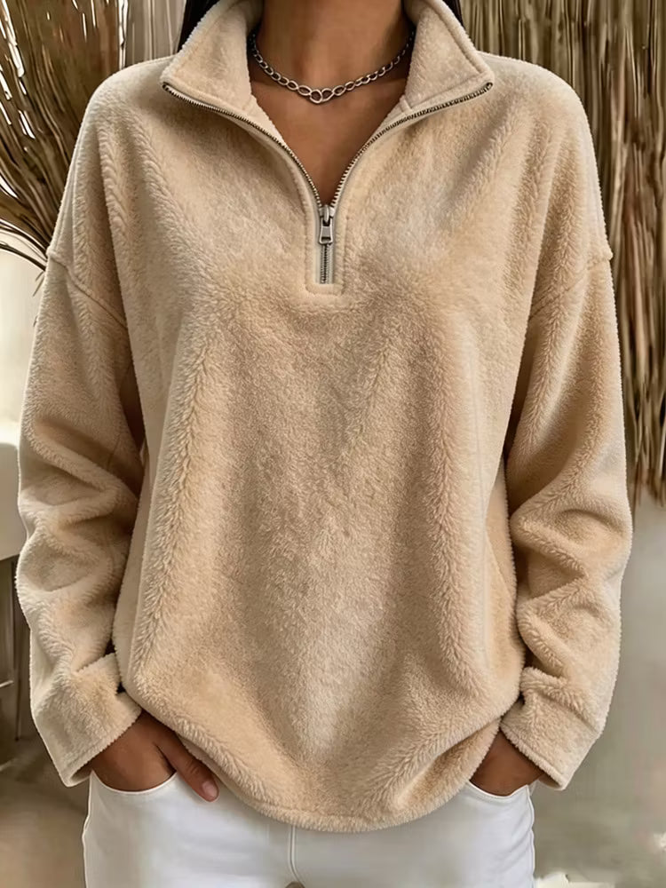 Tiana - Locker geschnittener Fleece-Pullover mit hohem Kragen