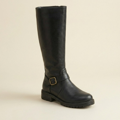Estera - Schlanke Stiefel mit Doppelreißverschluss und eckiger Sohle