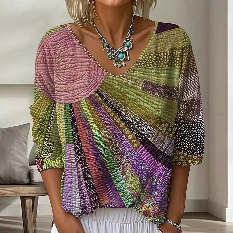 Γκενεβιέλ - Boho υφασμάτινη μπλούζα