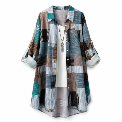 Nia - Langarmjacke mit Patchwork-Print