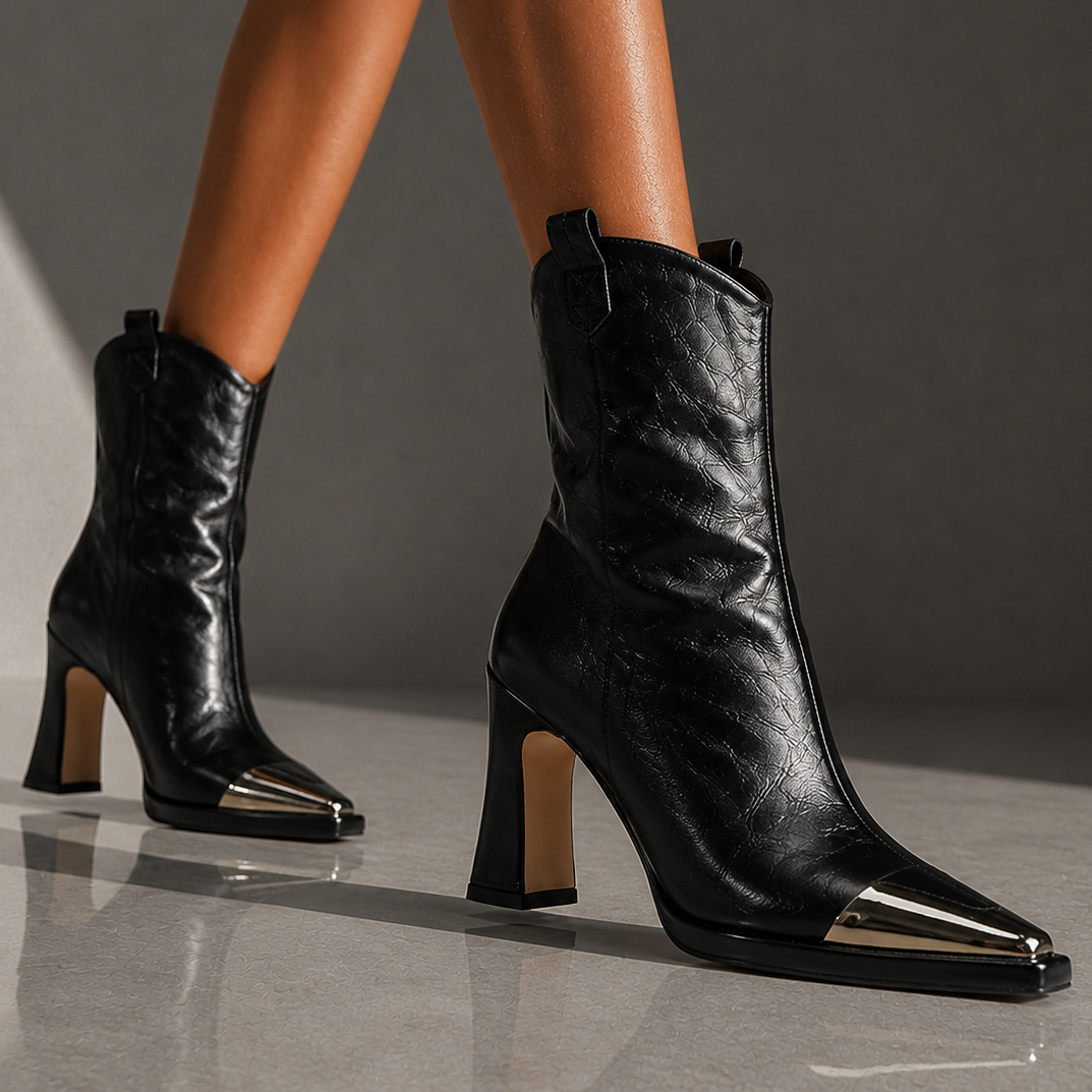 Φαρίδα - Premium High-Heel-Stiefeletten mit spitzer Zehenpartie