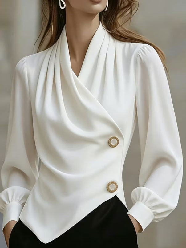 Χιμένα - Elegante Satinbluse mit Drapierung