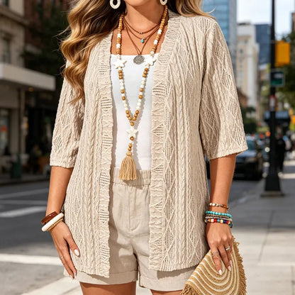 Delienne - Soft-Touch Pointelle Knit Cardigan