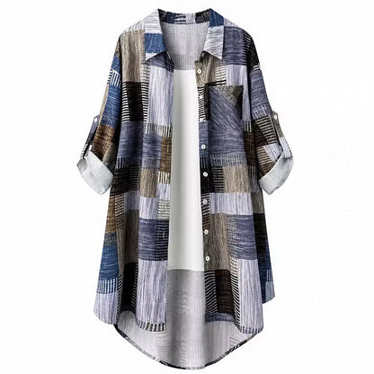 Nia - Langarmjacke mit Patchwork-Print