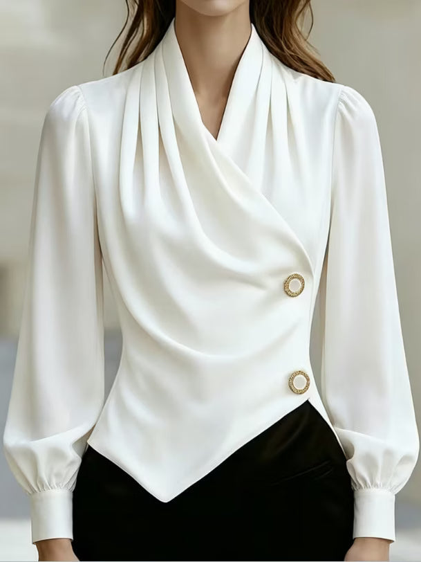Χιμένα - Elegante Satinbluse mit Drapierung