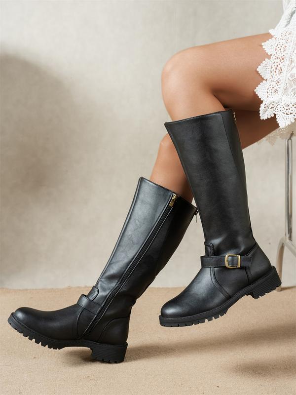 Estera - Schlanke Stiefel mit Doppelreißverschluss und eckiger Sohle