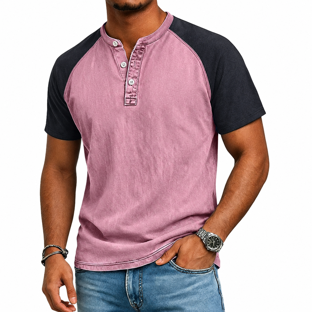 Edgehill - μπλουζάκι Henley με πλύση vintage