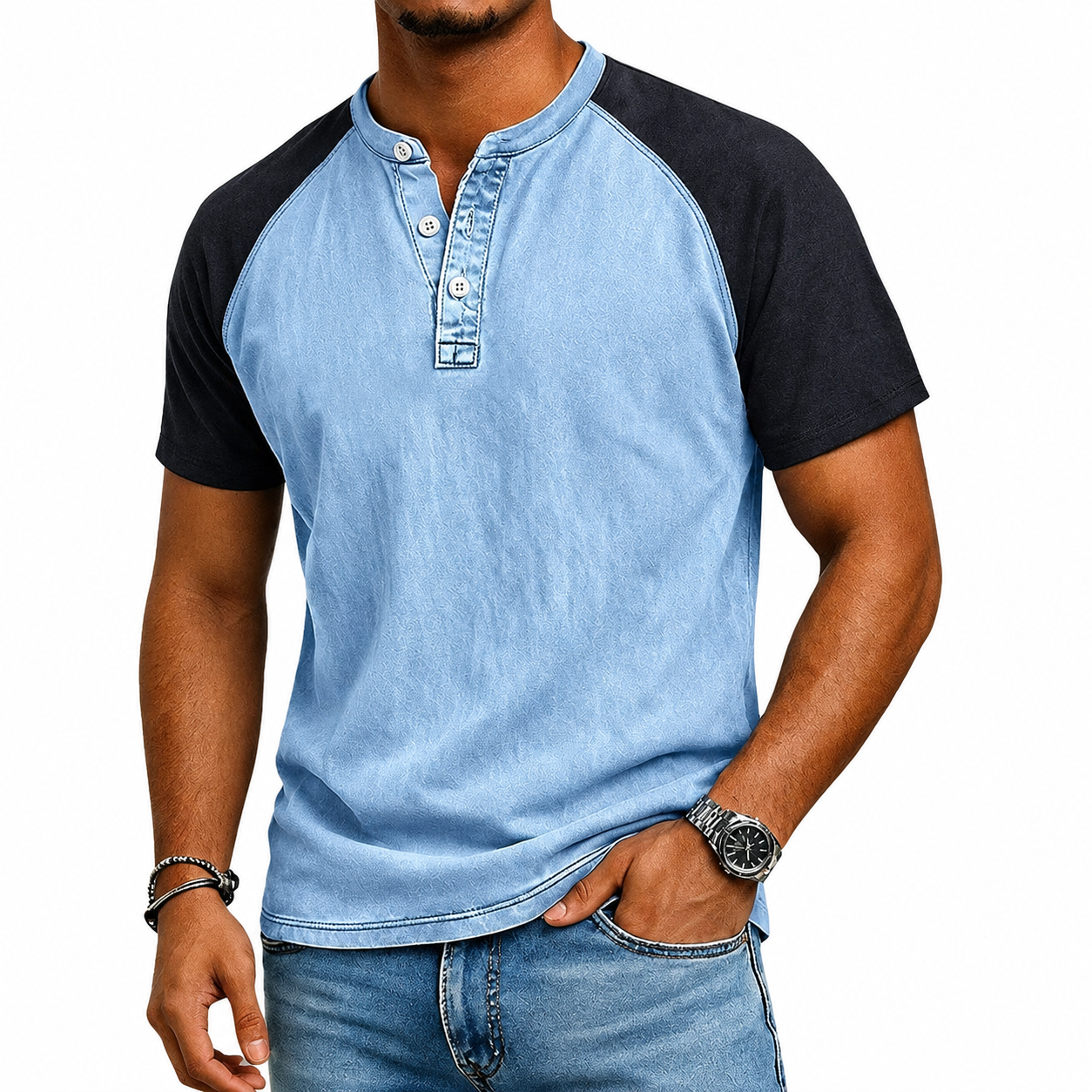 Edgehill - μπλουζάκι Henley με πλύση vintage