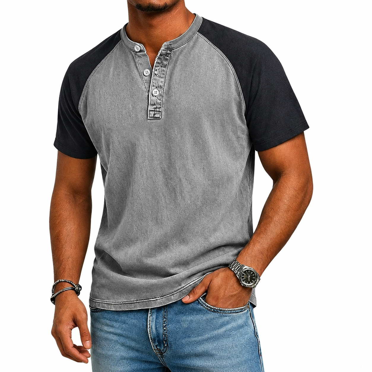 Edgehill - μπλουζάκι Henley με πλύση vintage