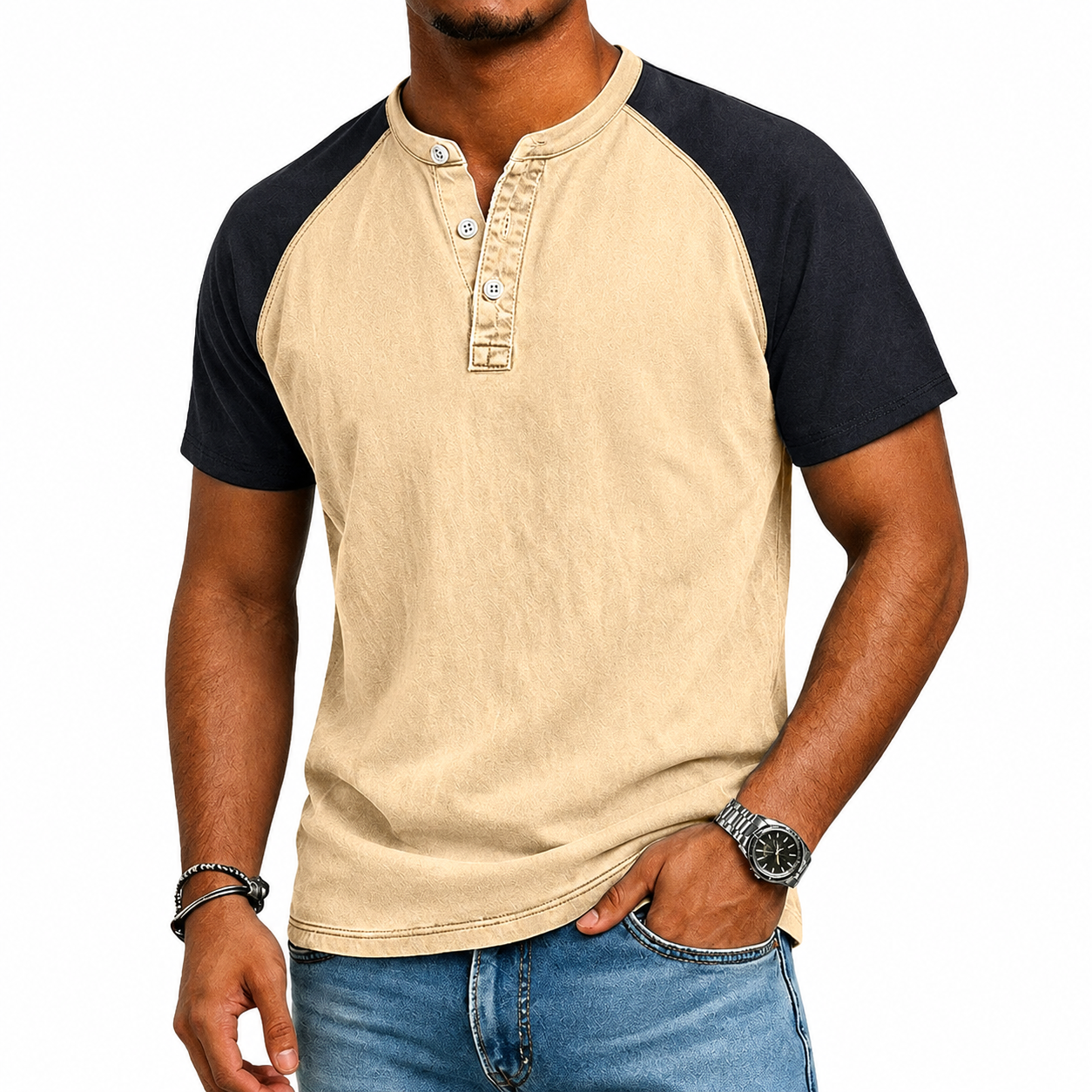 Edgehill - μπλουζάκι Henley με πλύση vintage
