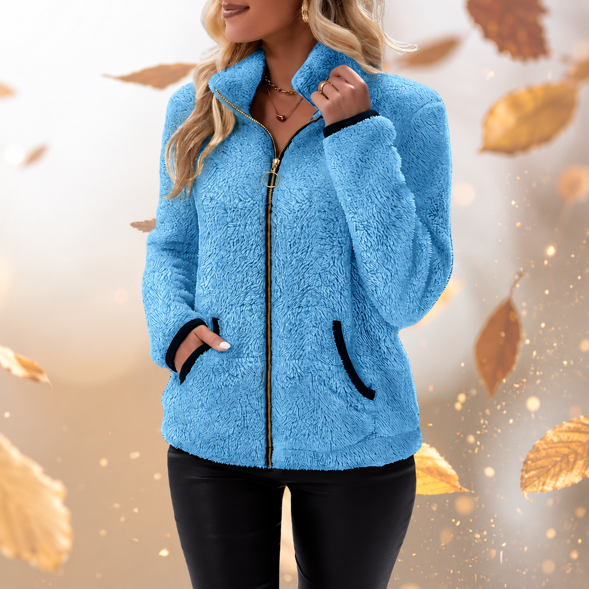 Adria - Ζακέτα sherpa fleece με ψηλό γιακά