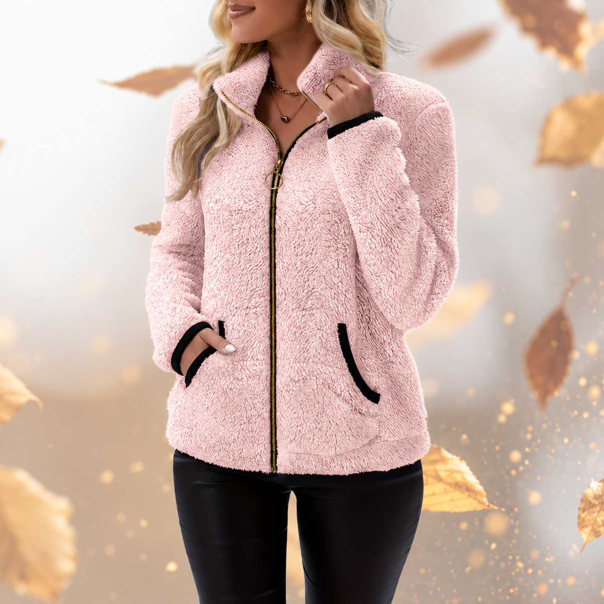 Adria - Ζακέτα sherpa fleece με ψηλό γιακά