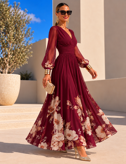 Pirelle - Florales Maxikleid mit betonter Taille