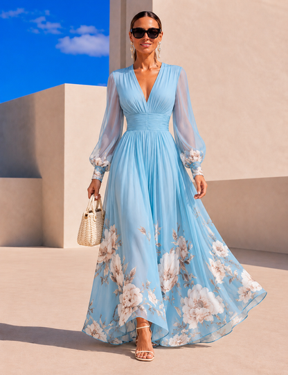 Pirelle - Florales Maxikleid mit betonter Taille
