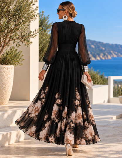Pirelle - Florales Maxikleid mit betonter Taille