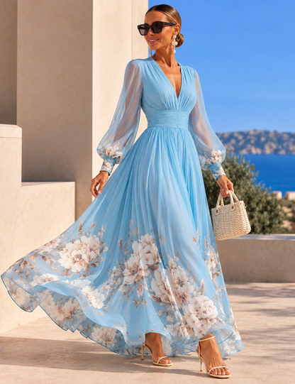 Pirelle - Florales Maxikleid mit betonter Taille