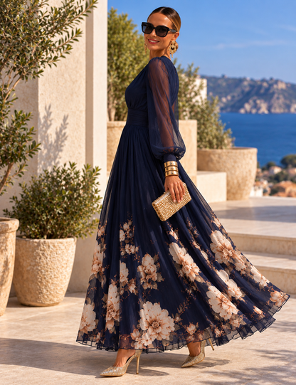 Pirelle - Florales Maxikleid mit betonter Taille