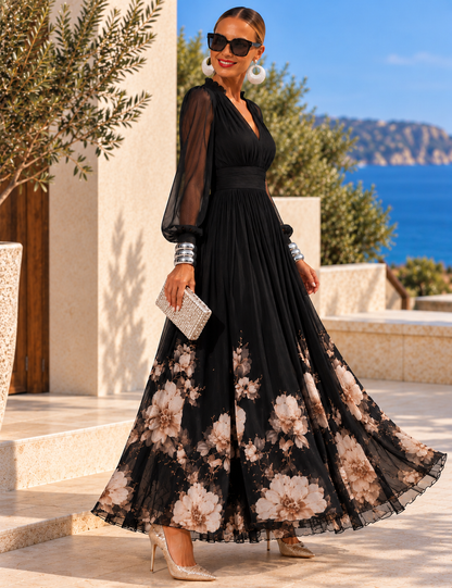 Pirelle - Florales Maxikleid mit betonter Taille
