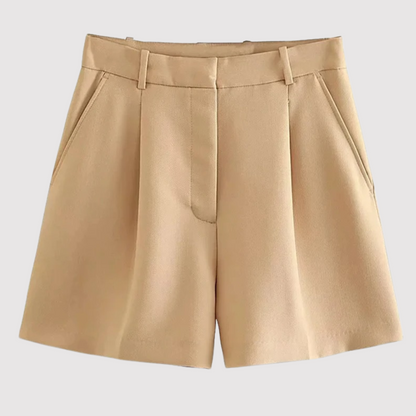 Mirelle - Tailored High-Waisted Pleated Shorts