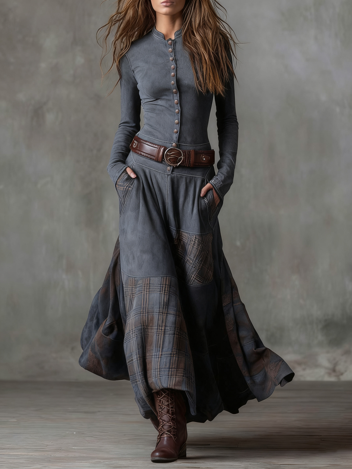 Γατίσιο - Patchwork-Kleid mit weichem Griff