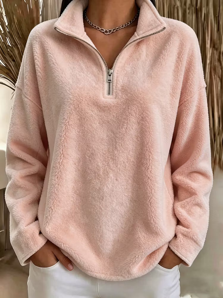 Tiana - Locker geschnittener Fleece-Pullover mit hohem Kragen