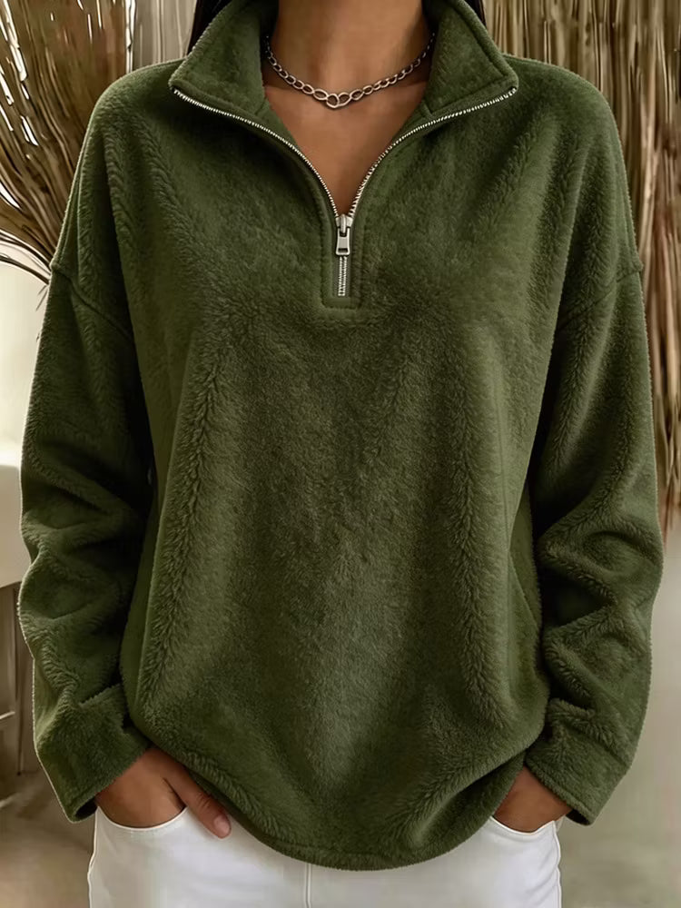 Tiana - Locker geschnittener Fleece-Pullover mit hohem Kragen
