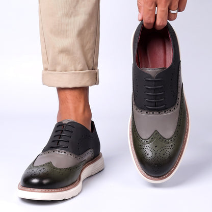 Adwin - Glänzende zweifarbige Oxford-Schuhe