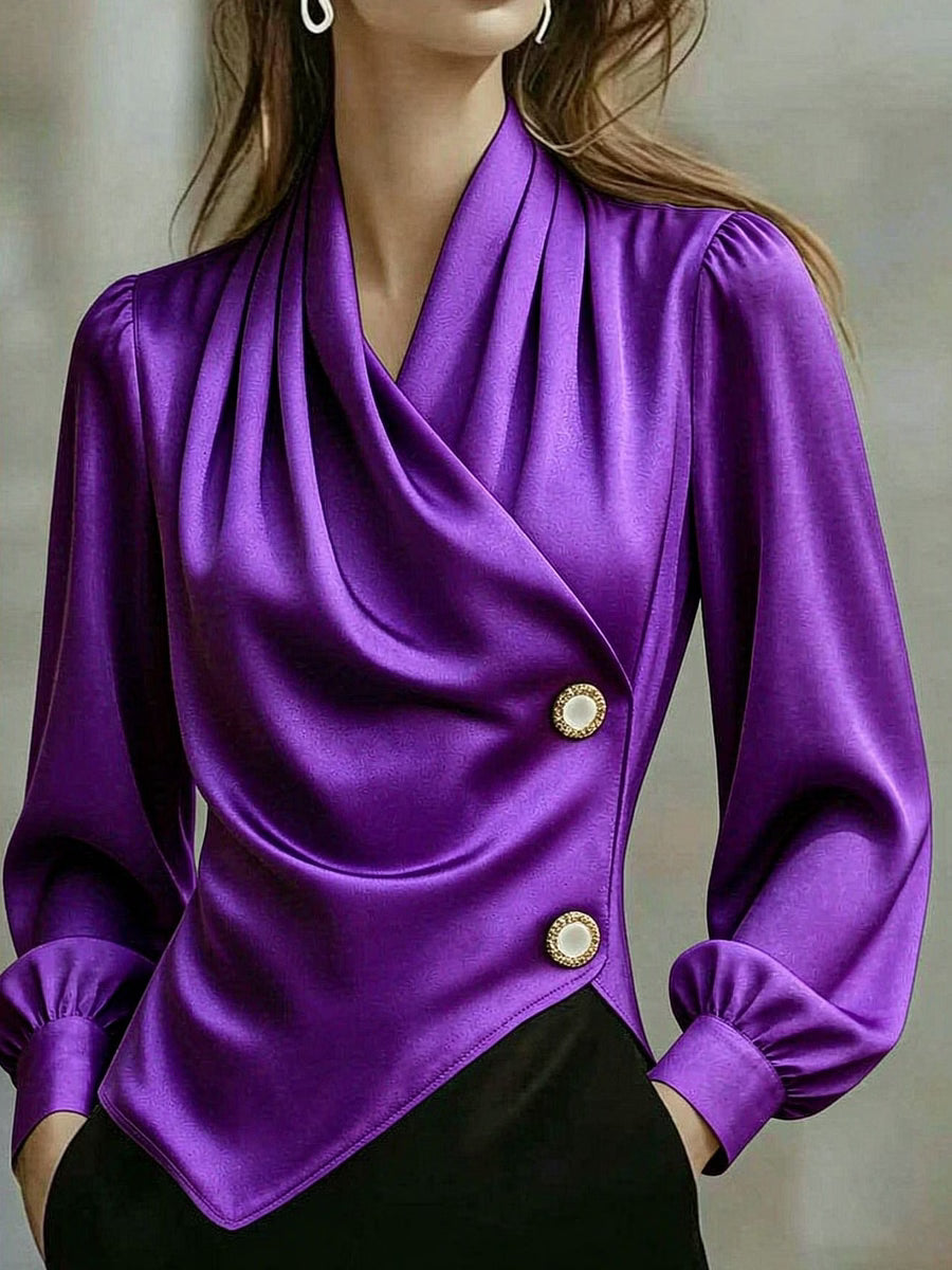 Χιμένα - Elegante Satinbluse mit Drapierung