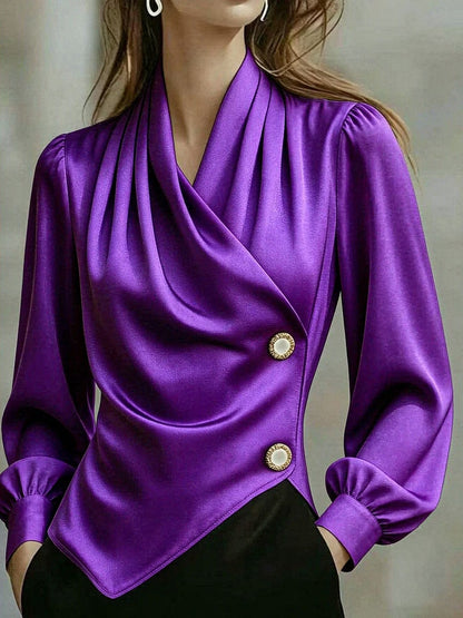 Χιμένα - Elegante Satinbluse mit Drapierung