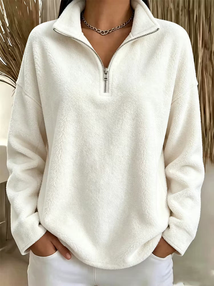Tiana - Locker geschnittener Fleece-Pullover mit hohem Kragen