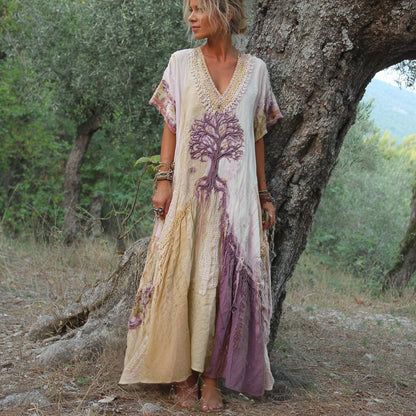Carivienne - Ρετρό μάξι φόρεμα με μοτίβο δέντρου