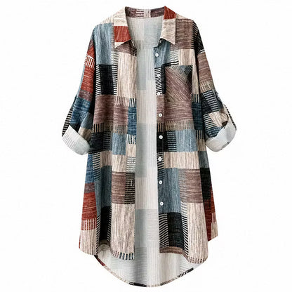 Nia - Langarmjacke mit Patchwork-Print