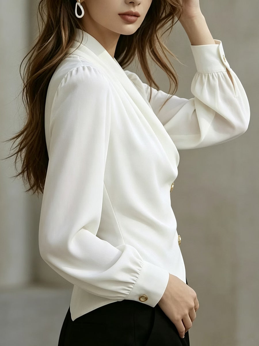 Χιμένα - Elegante Satinbluse mit Drapierung