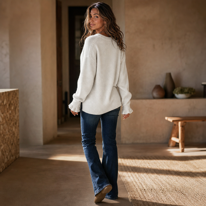 Αννέλι - Strickpullover mit V-Ausschnitt und weicher Haptik
