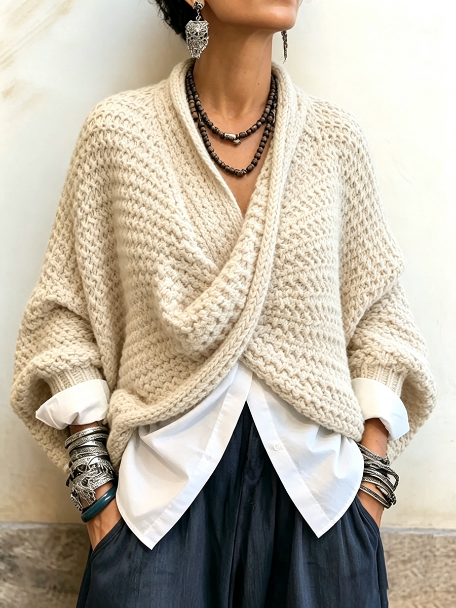 Orelle - Strickpullover mit V-förmiger Struktur