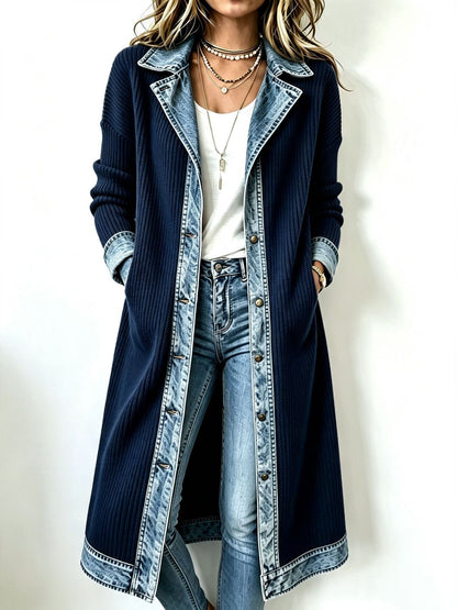 Odelia - Langer Stoff-Cardigan