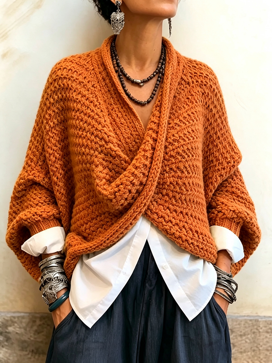 Orelle - Strickpullover mit V-förmiger Struktur