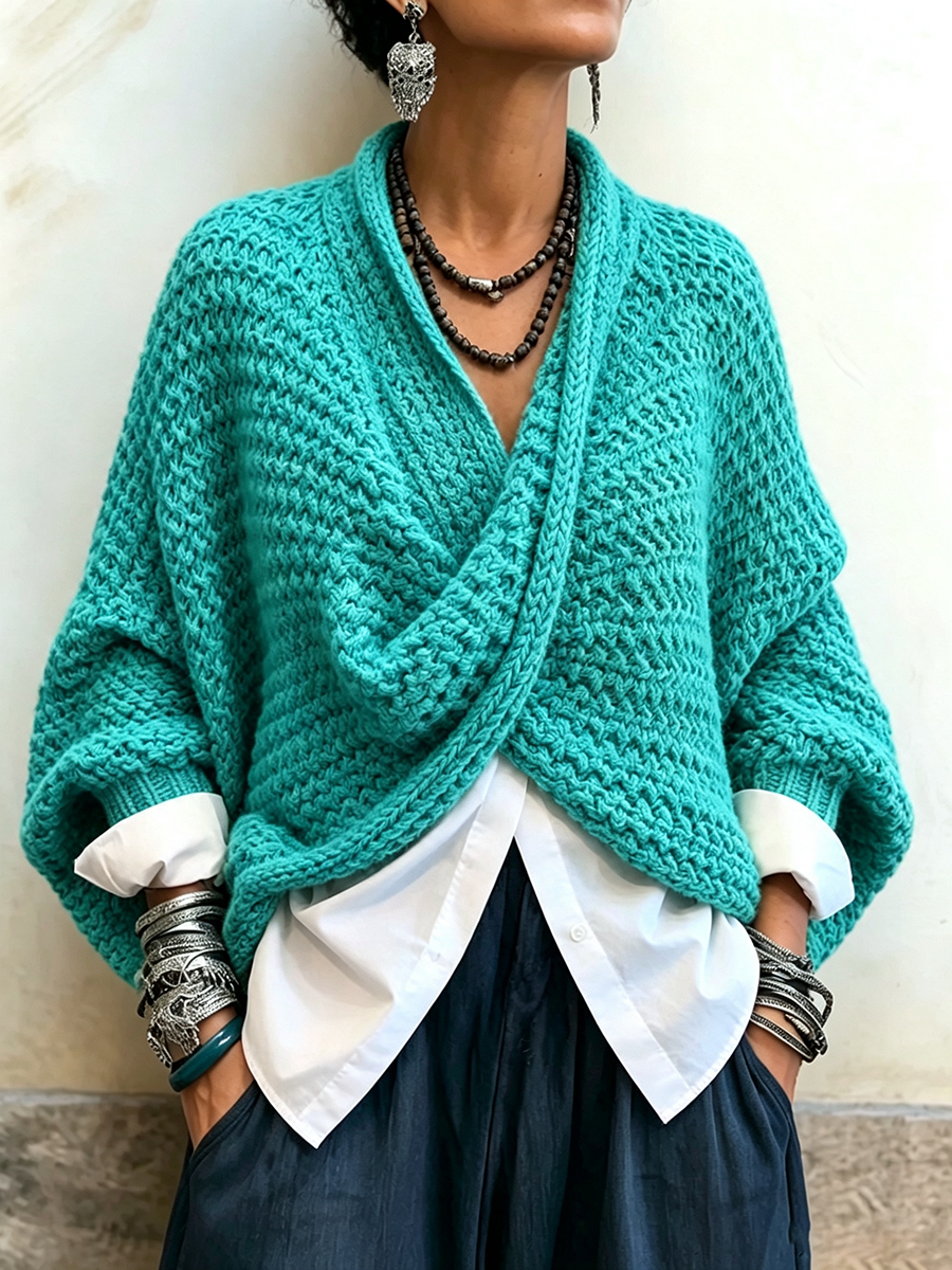 Orelle - Strickpullover mit V-förmiger Struktur