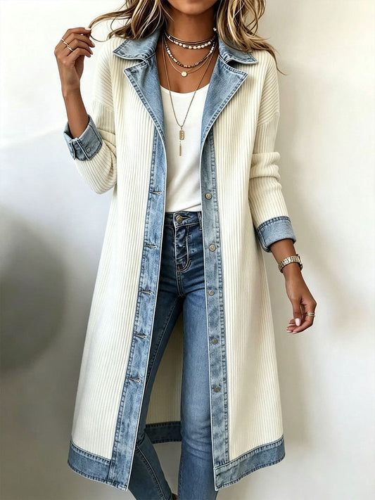 Odelia - Langer Stoff-Cardigan